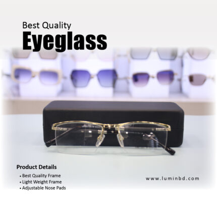 LUMIN premium men's titanium frame eyeglasses, rectangular shape, matte black finish Eyeglass