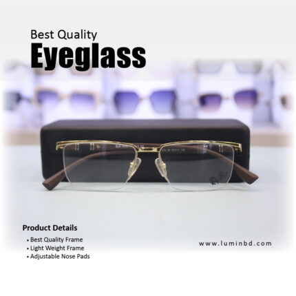 LUMIN premium men's titanium frame eyeglasses, rectangular shape, matte black finish Ray Ban