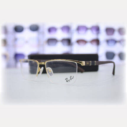 LUMIN premium men's titanium frame eyeglasses, rectangular shape, matte black finish Ray Ban