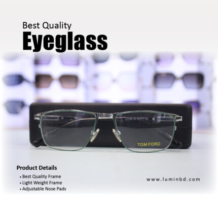 LUMIN premium men's titanium frame eyeglasses, rectangular shape, matte black finish Tom Ford