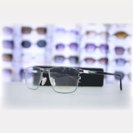 LUMIN premium men's titanium frame eyeglasses, rectangular shape, matte black finish Tom Ford